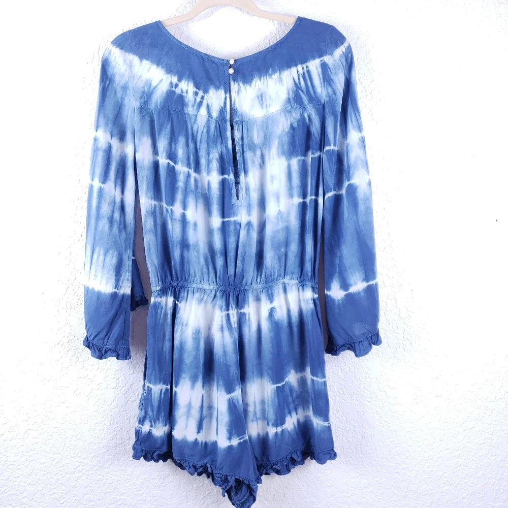 AMERICAN EAGLE Tie-Dye Ruffle Tassel Romper Sz S - Picture 7 of 10